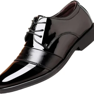 Zapato de vestir elegante de charol negro para hombre